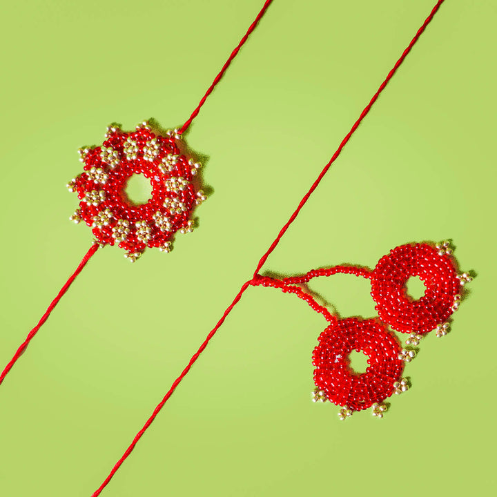 Handcrafted Bhaiya Bhabhi Rakhi Set With Roli Chawal | Set of 2