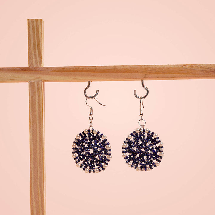 Navy Blue Meenakari-Inspired Bead Earrings