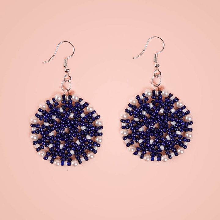 Navy Blue Meenakari-Inspired Bead Earrings