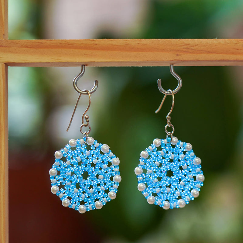 Sky Blue Meenakari-Inspired Bead Earrings