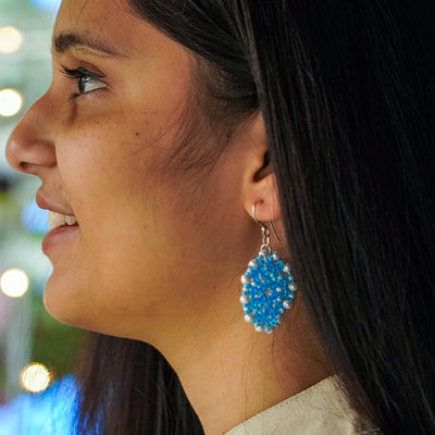 Sky Blue Meenakari-Inspired Bead Earrings