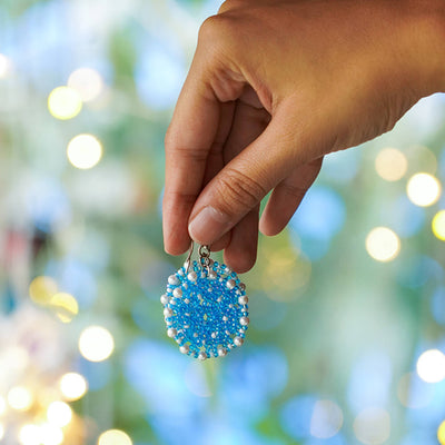 Sky Blue Meenakari-Inspired Bead Earrings