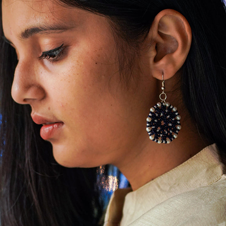 Purple Meenakari-Inspired Bead Earrings