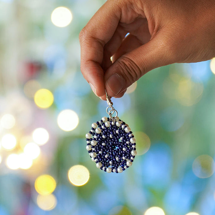 Purple Meenakari-Inspired Bead Earrings