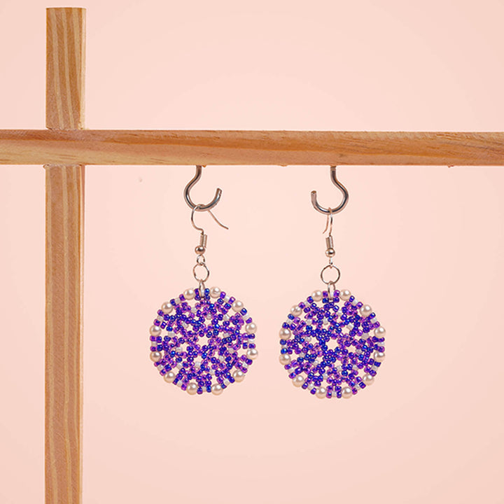 Purple Meenakari-Inspired Bead Earrings