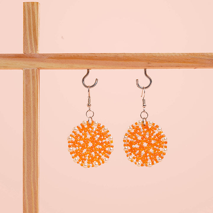 Orange Meenakari-Inspired Bead Earrings