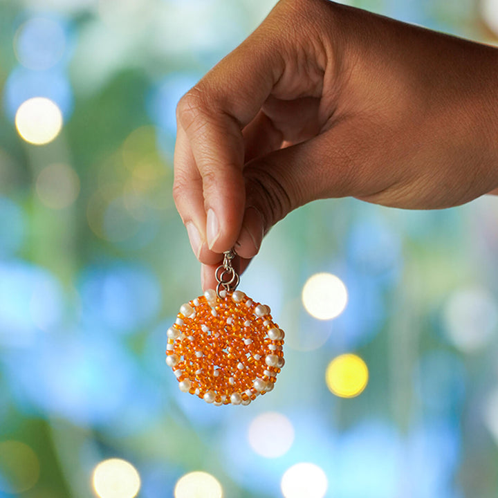 Orange Meenakari-Inspired Bead Earrings