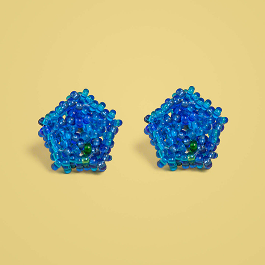 Blue Pentagonal Bead Earrings - Zwende