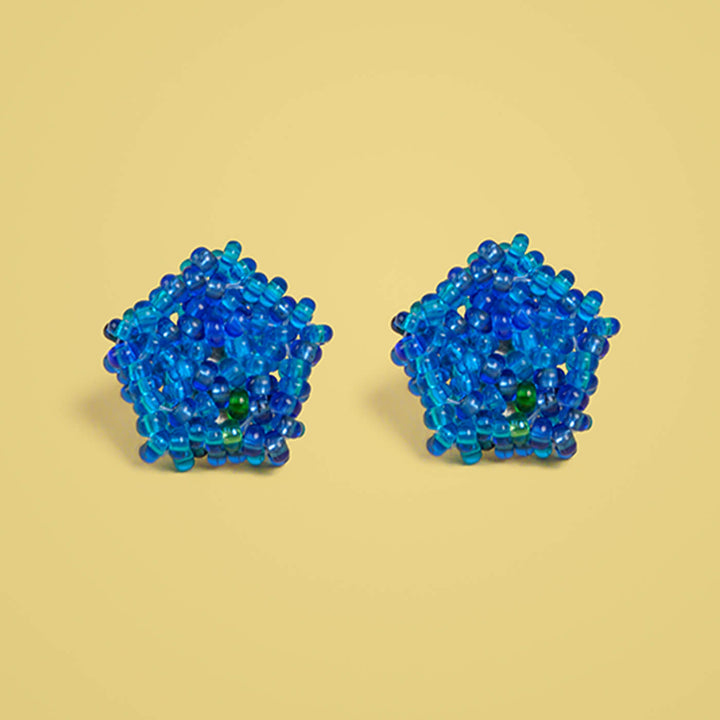 Blue Pentagonal Bead Earrings - Zwende