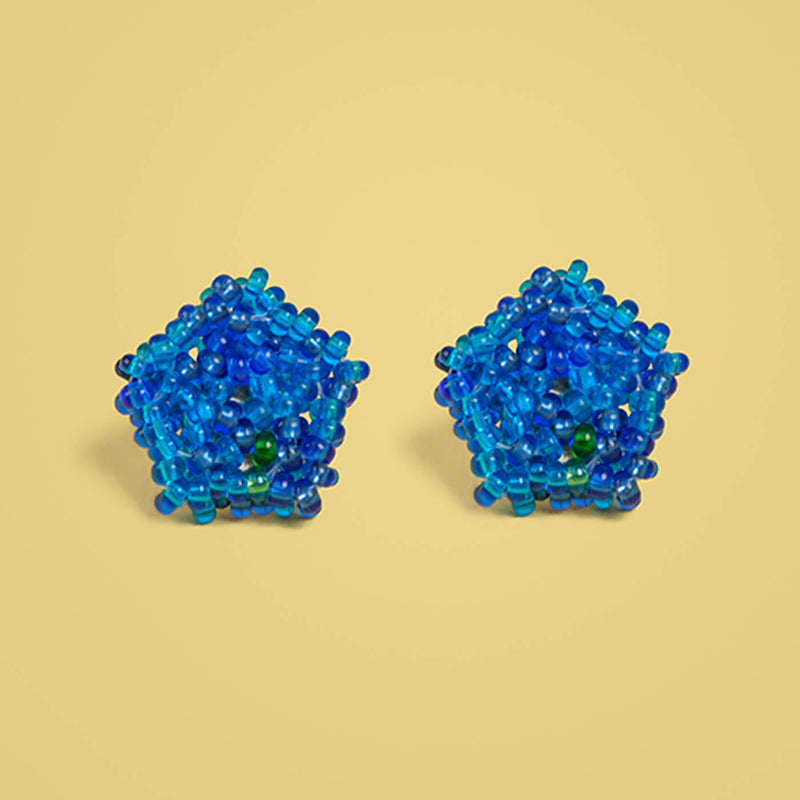 Blue Pentagonal Bead Earrings