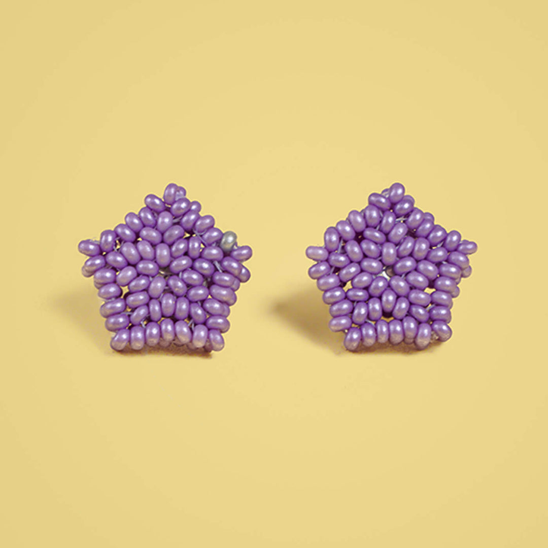 Lavender Pentagonal Bead Earrings