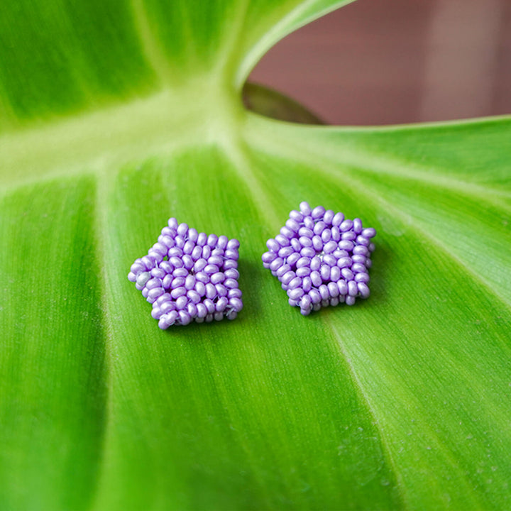 Lavender Pentagonal Bead Earrings