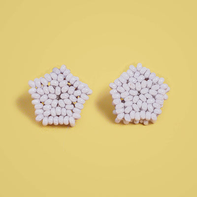 White Pentagonal Bead Earrings