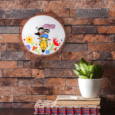 Handpainted Bark Wood Hanging - Scooty