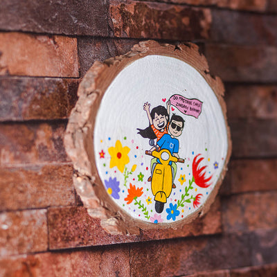 Handpainted Bark Wood Hanging - Scooty