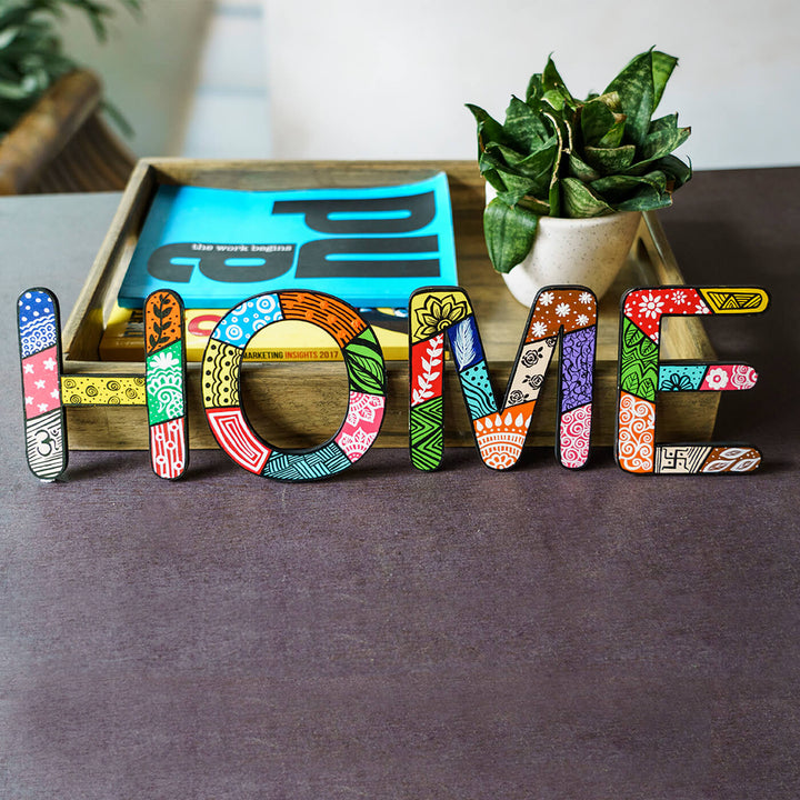 Handpainted Patterned Letters Wall Decor - HOME