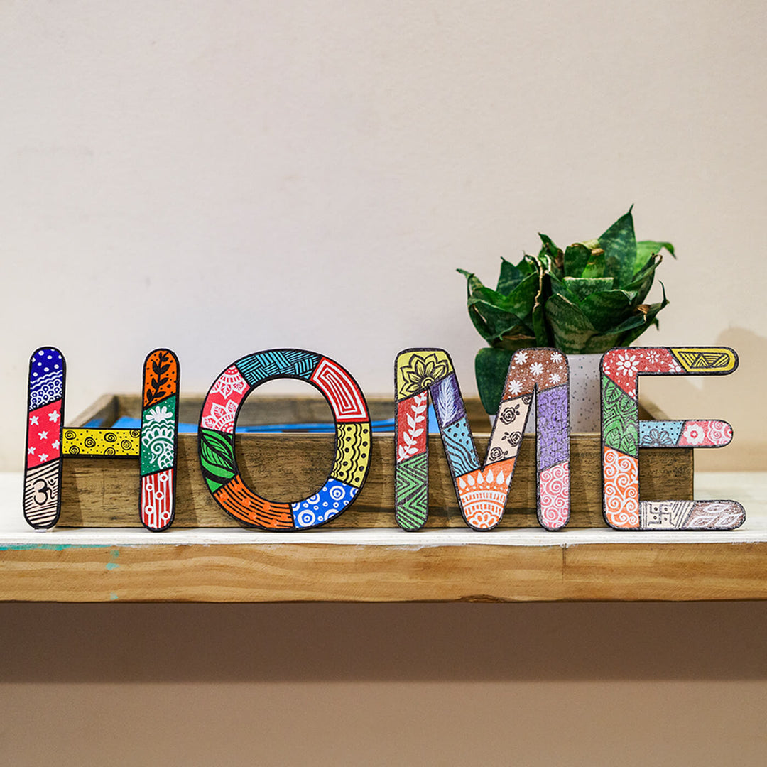 Handpainted Patterned Letters Wall Decor - HOME