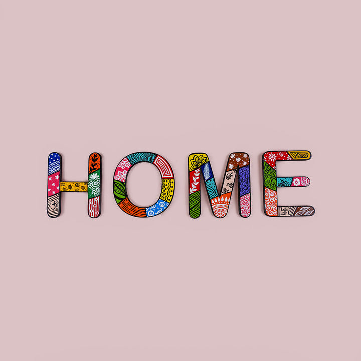 Handpainted Patterned Letters Wall Decor - HOME
