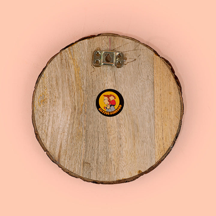 Round Bark Wood Couple Nameplate with Personalised Characters