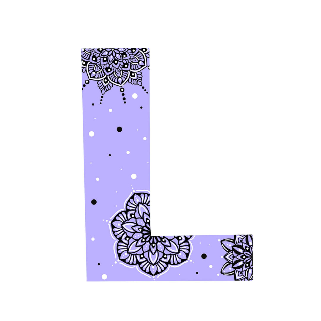 Wall Mountable & Tabletop Mandala Doodle Alphabet - Light Purple