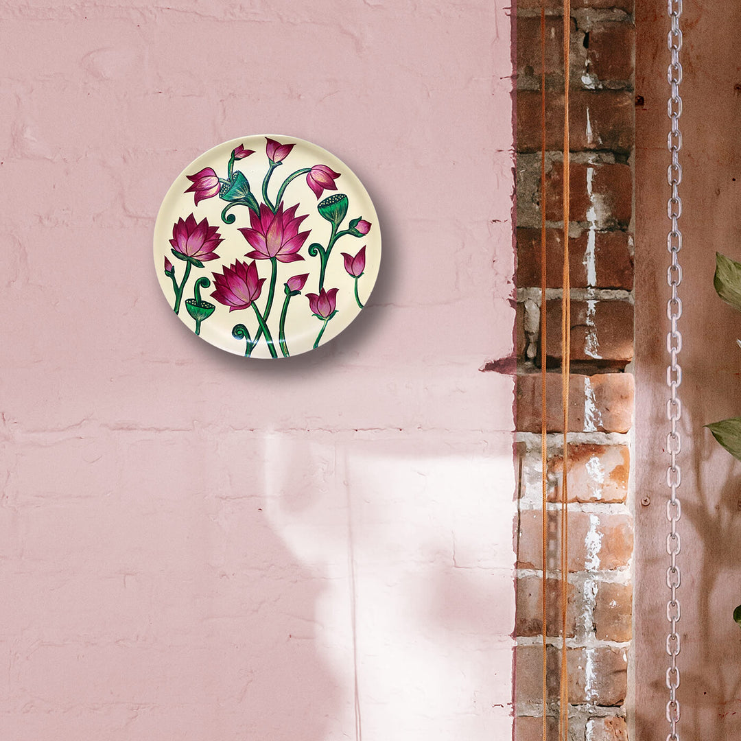 Pichwai Lotus Terracotta Wall Plate