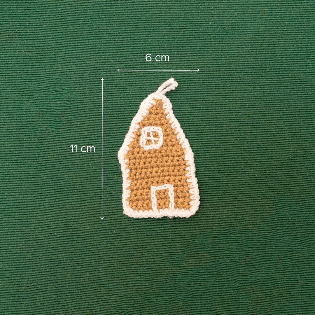 Handmade Gingerbread House Crochet Ornaments For Christmas Tree Decoration | Set Of 2
