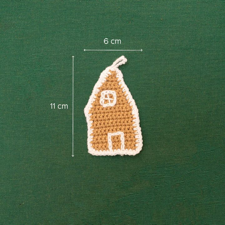 Handmade Gingerbread House Crochet Ornaments For Christmas Tree Decoration | Set Of 2