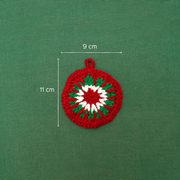Handmade Round Snowflake Crochet Ornaments For Christmas Tree Decoration | Set Of 2