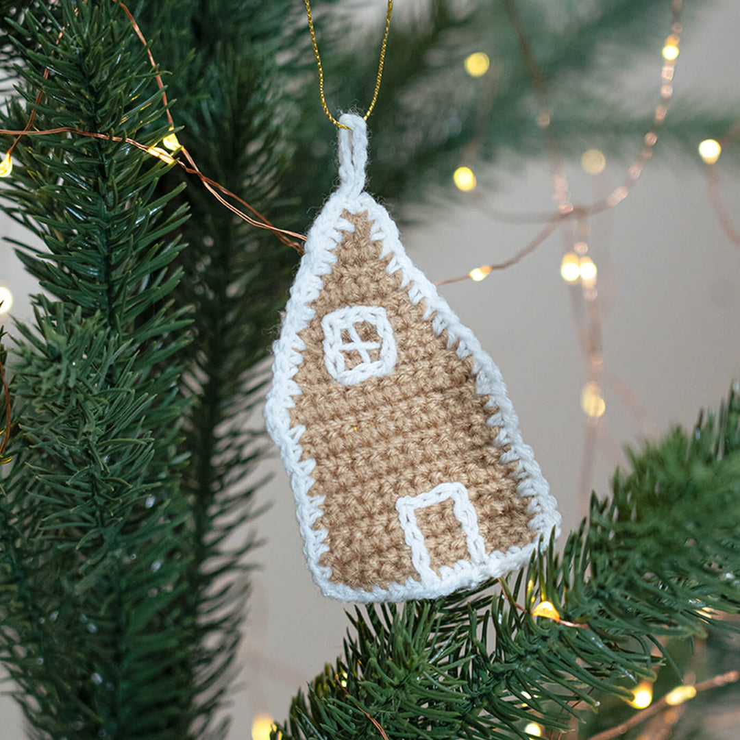 Handmade Gingerbread House Crochet Ornaments For Christmas Tree Decoration | Set Of 2