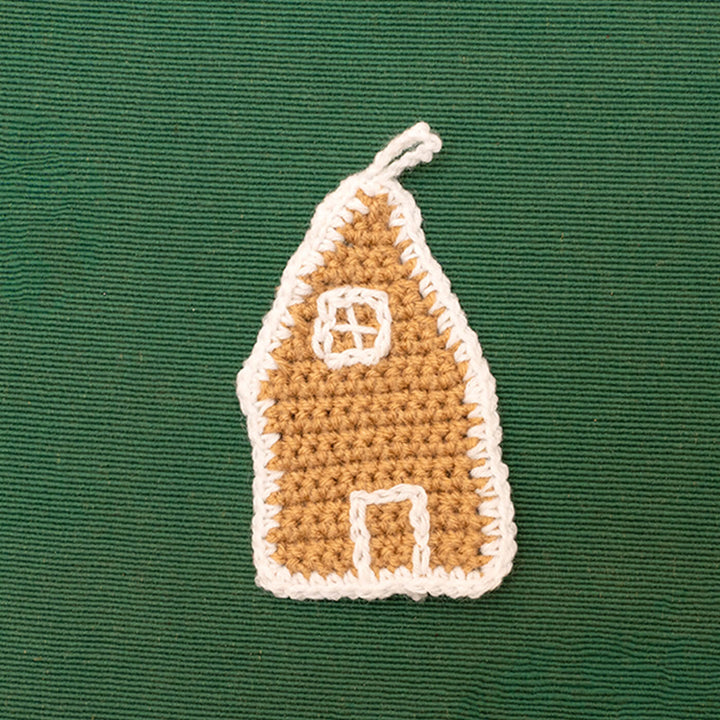 Handmade Gingerbread House Crochet Ornaments For Christmas Tree Decoration | Set Of 2