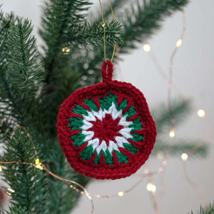 Handmade Round Snowflake Crochet Ornaments For Christmas Tree Decoration | Set Of 2