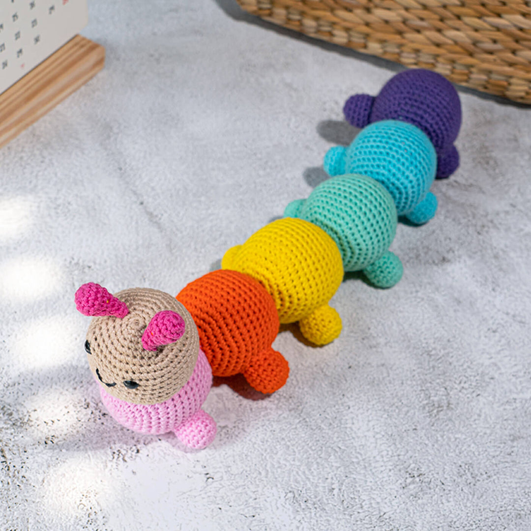 Handmade Crochet Colourful Caterpillar Toy