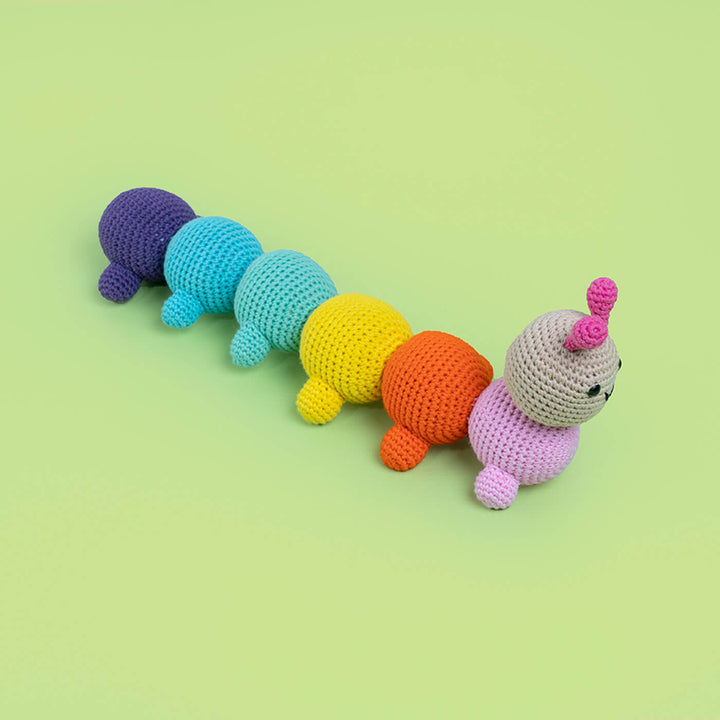 Handmade Crochet Colourful Caterpillar Toy