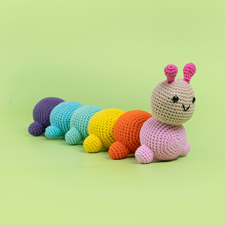 Handmade Crochet Colourful Caterpillar Toy