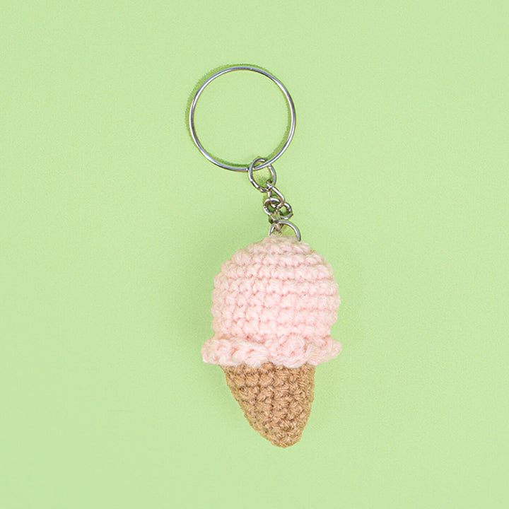 Handmade Crochet Ice Cream Keychain