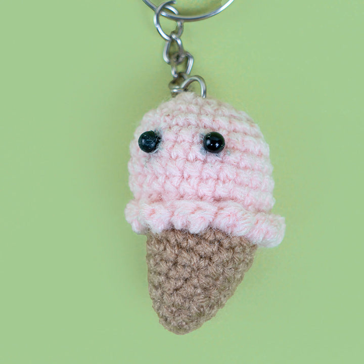 Handmade Crochet Ice Cream Keychain