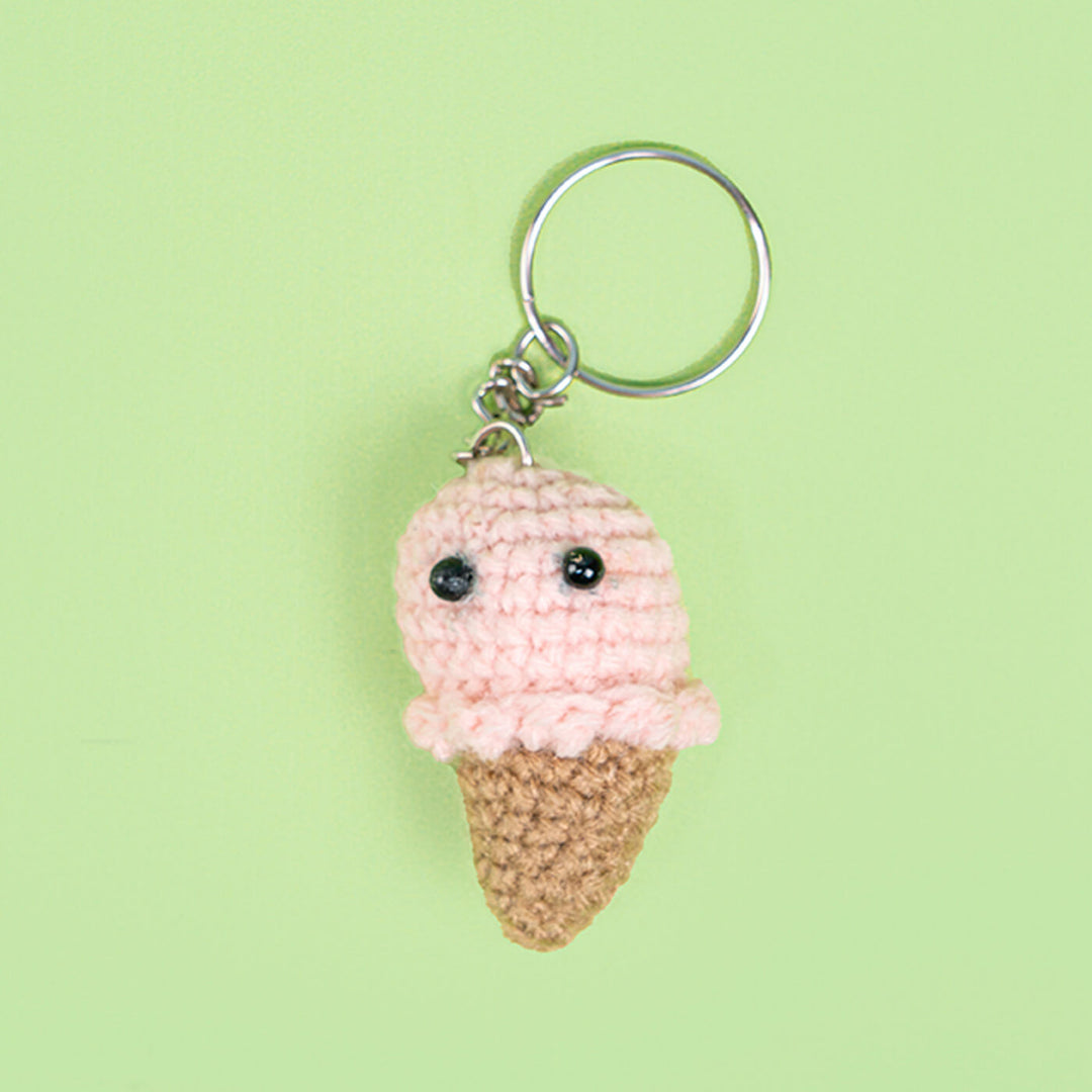 Handmade Crochet Ice Cream Keychain