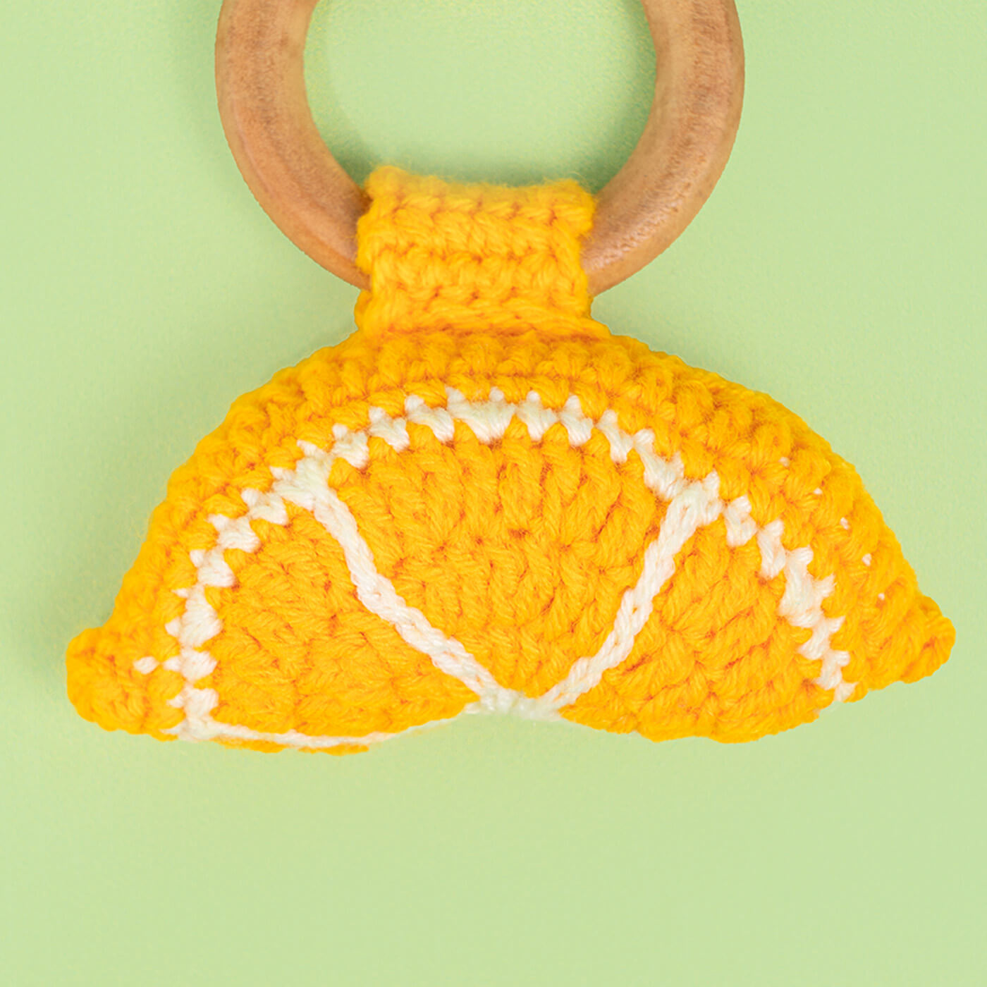 Handmade Crochet Orange Rattle cum Teether – Zwende