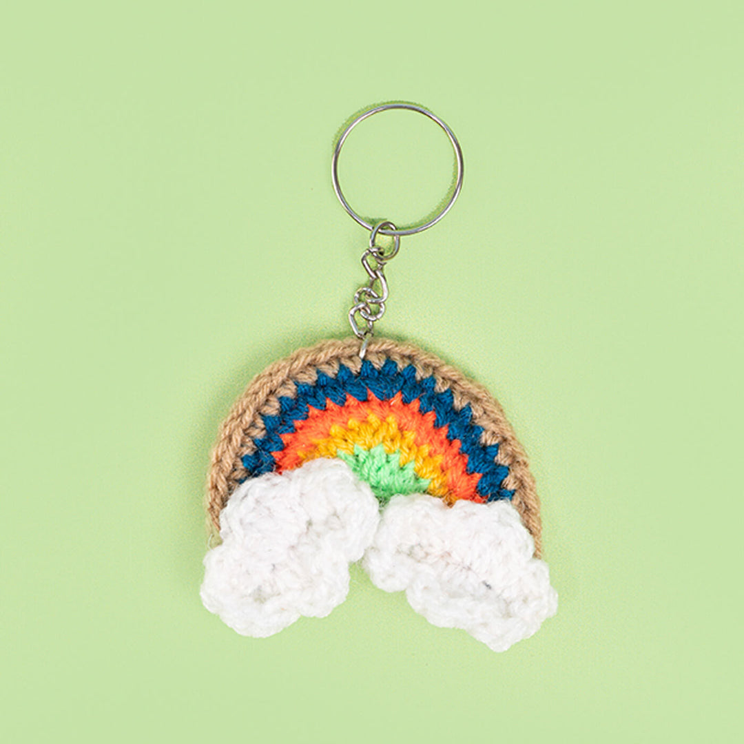 Handmade Crochet Rainbow Keychain