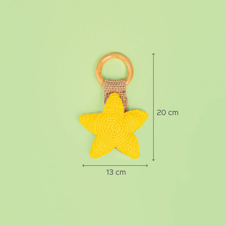 Handmade Crochet Star Rattle cum Teether