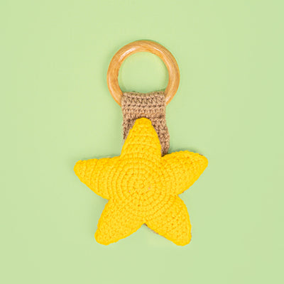 Handmade Crochet Star Rattle cum Teether
