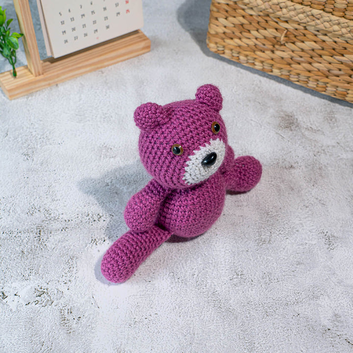 Handmade Crochet Purple Teddy Bear