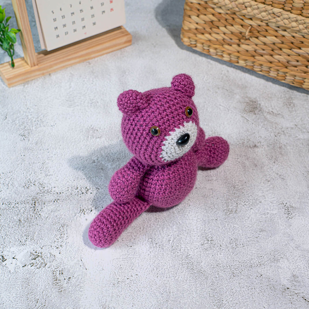 Handmade Crochet Purple Teddy Bear