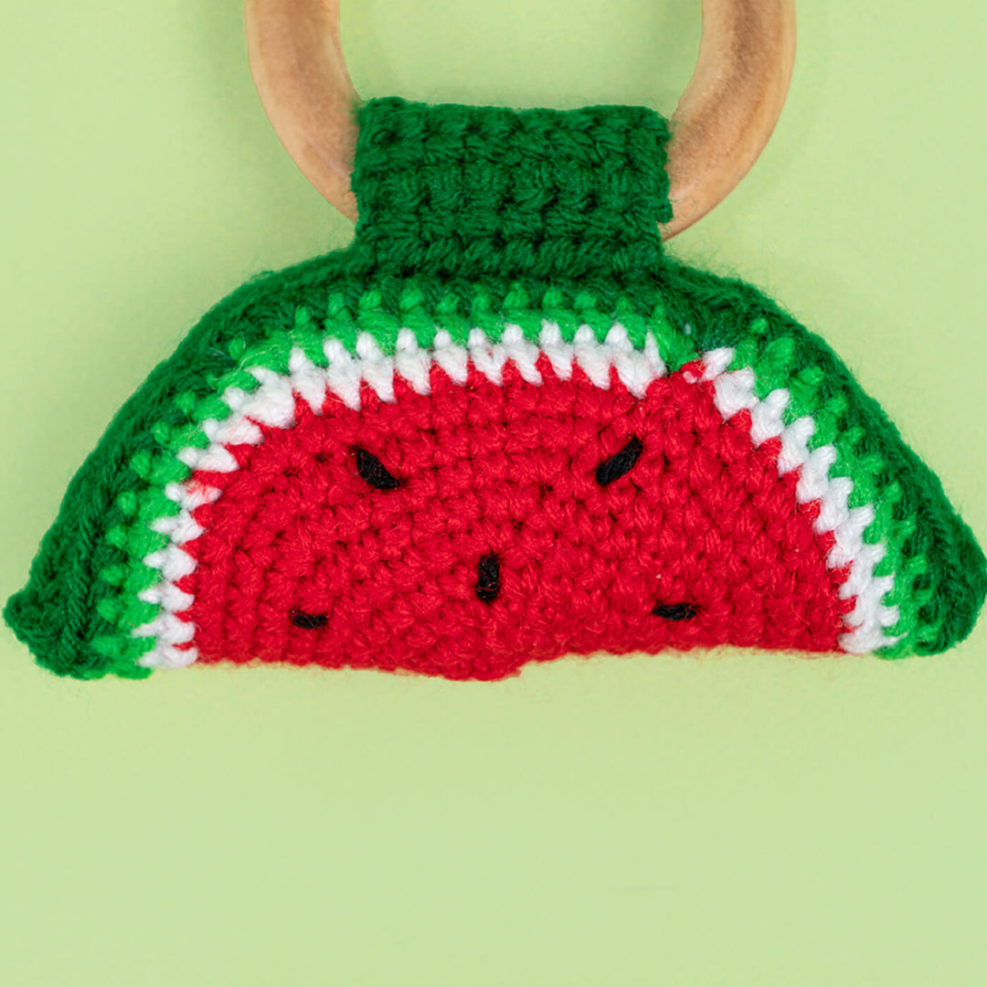 Handmade Crochet Watermelon Rattle cum Teether
