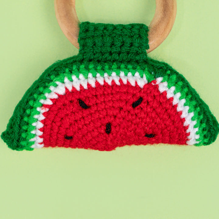 Handmade Crochet Watermelon Rattle cum Teether