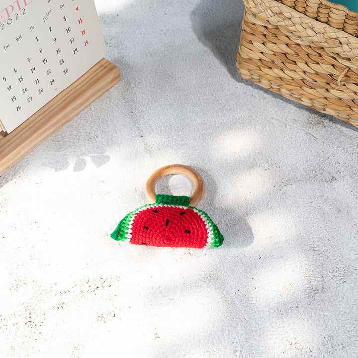 Handmade Crochet Watermelon Rattle cum Teether