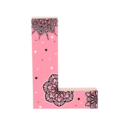Wall Mountable & Tabletop Mandala Doodle Alphabet - Rose Pink