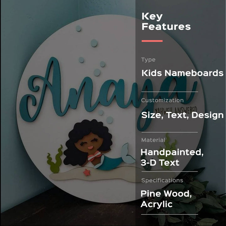 Painted Nameboard for Kids - Mermaid