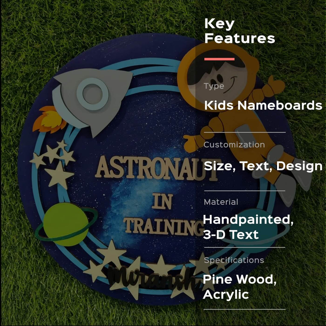 Quirky Painted Nameboard for Kids - Astronaut