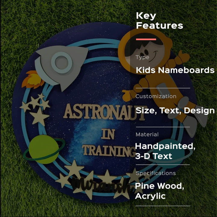 Quirky Painted Nameboard for Kids - Astronaut - Zwende
